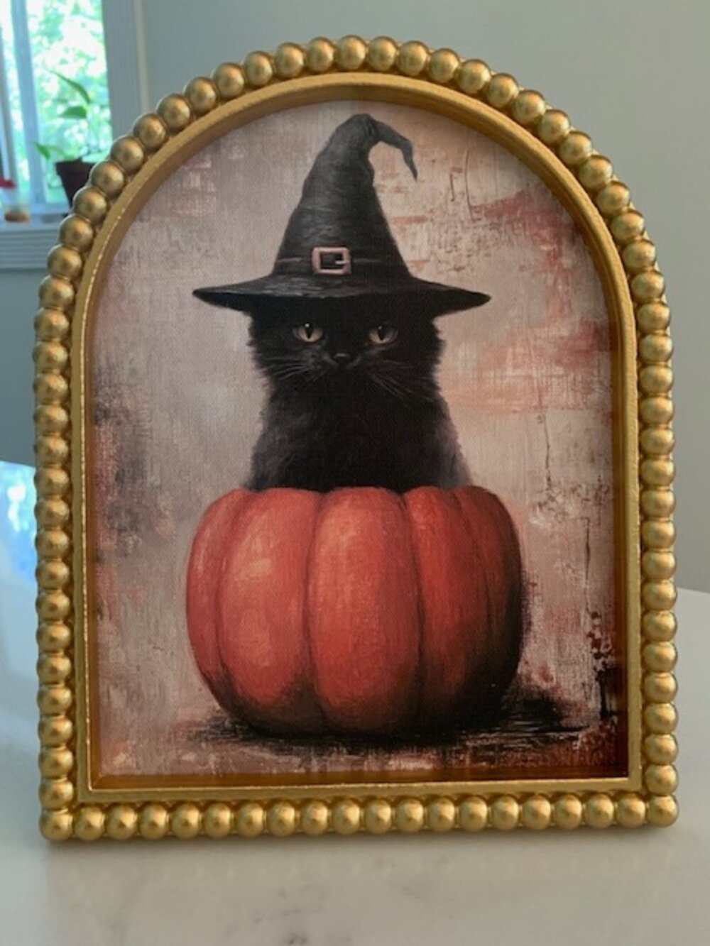🎃🐈‍⬛ Halloween Black Cat Pumpkin Picture Frame Decor 8x10 Gold